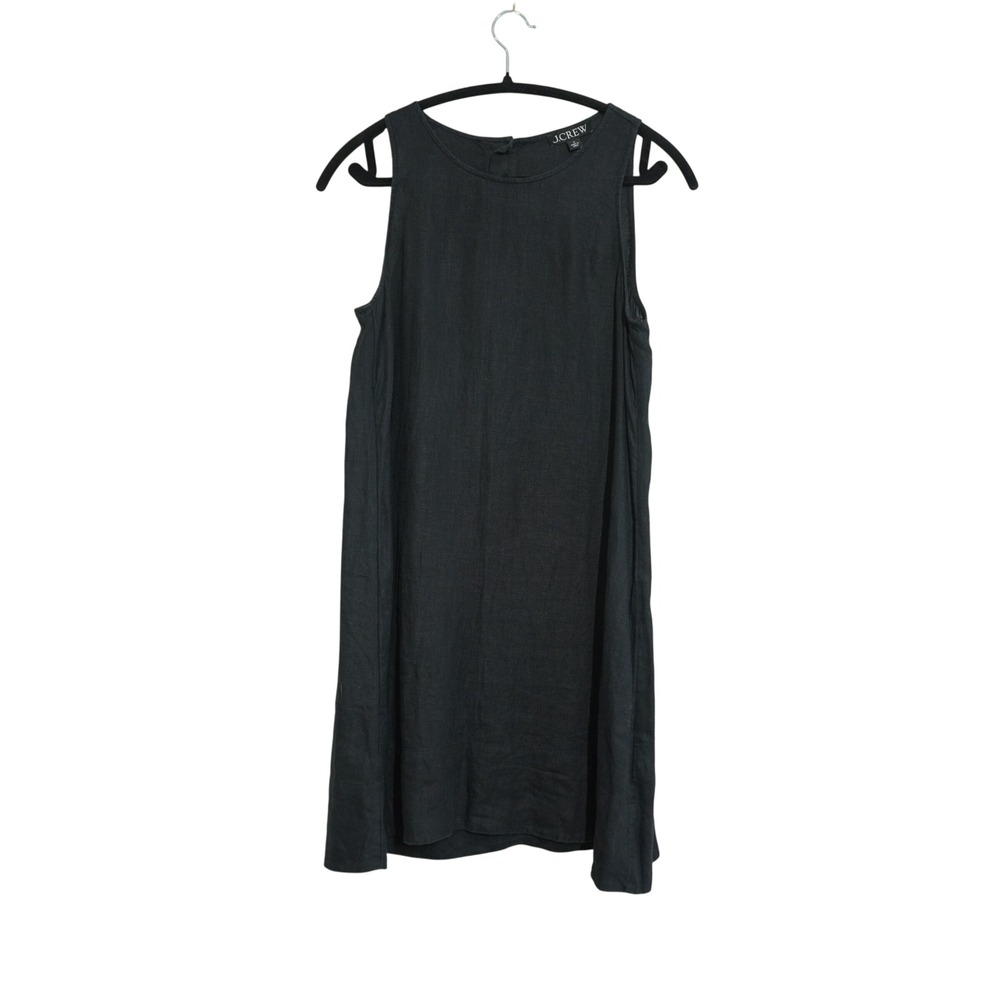 J. Crew Women's Size Small Black 100% Linen Sleeveless Shift Dress Minimalist
